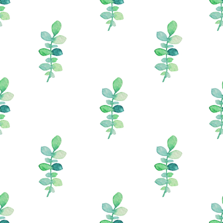 Elegant seamless pattern with watercolor branches with leaves, design elements. Floral pattern for invitations, greeting cards, scrapbooking, print, gift wrap, manufacturingの写真素材