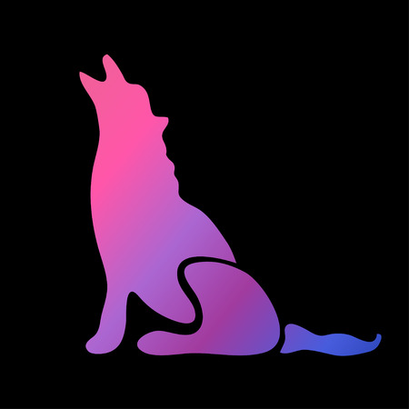 Abstract wolf symbol in neon colors, design element. Can be used for invitations, greeting cards, scrapbooking, print, labels, emblems, manufacturing. Animal themeのイラスト素材