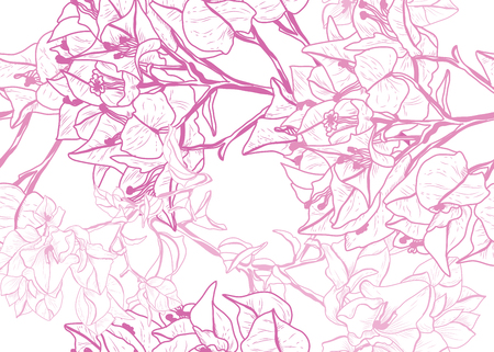 Elegant seamless pattern with bougainvillea flowers, design elements. Floral  pattern for invitations, cards, print, gift wrap, manufacturing, textile, fabric, wallpapersのイラスト素材