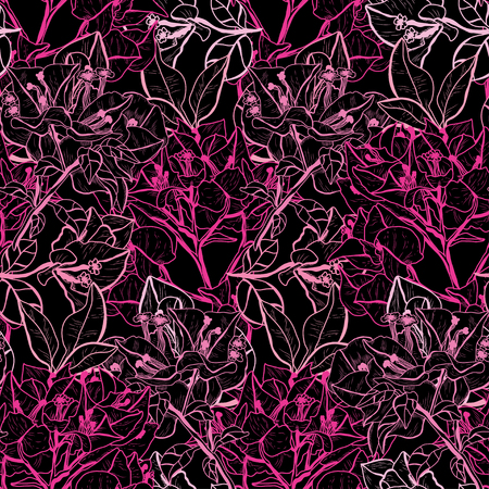 Elegant seamless pattern with bougainvillea flowers, design elements. Floral  pattern for invitations, cards, print, gift wrap, manufacturing, textile, fabric, wallpapersのイラスト素材
