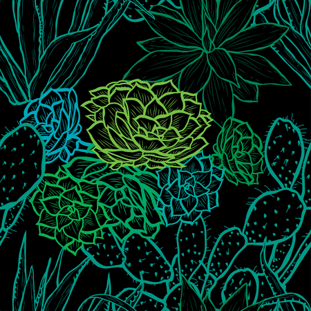 Elegant seamless pattern with succulent plants, design elements. Floral  pattern for invitations, cards, print, gift wrap, manufacturing, textile, fabric, wallpapers. Succulentsのイラスト素材
