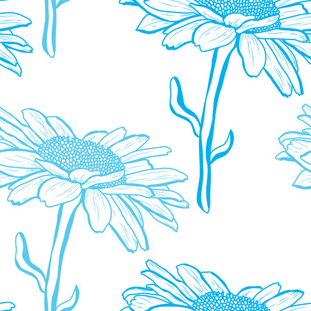 Elegant seamless pattern with chamomile flowers, design elements. Floral  pattern for invitations, cards, print, gift wrap, manufacturing, textile, fabric, wallpapersのイラスト素材