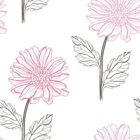 Elegant seamless pattern with aster flowers, design elements. Floral  pattern for invitations, cards, print, gift wrap, manufacturing, textile, fabric, wallpapersのイラスト素材