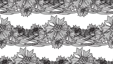 Elegant seamless pattern with cornflowers and wheat, design elements. Floral  pattern for invitations, cards, print, gift wrap, manufacturing, textile, fabric, wallpapersのイラスト素材