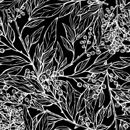 Elegant seamless pattern with leaves and berries, design elements. Floral  pattern for invitations, cards, print, gift wrap, manufacturing, textile, fabric, wallpapersのイラスト素材