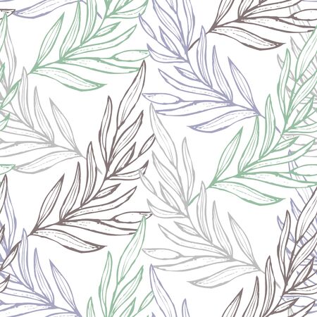 Elegant seamless pattern with decorative leaves, design elements. Floral  pattern for invitations, cards, print, gift wrap, manufacturing, textile, fabric, wallpapersのイラスト素材
