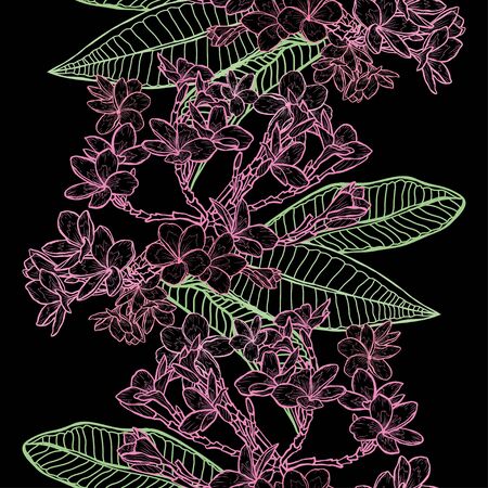 Elegant seamless pattern with plumeria flowers, design elements. Floral  pattern for invitations, cards, print, gift wrap, manufacturing, textile, fabric, wallpapersのイラスト素材