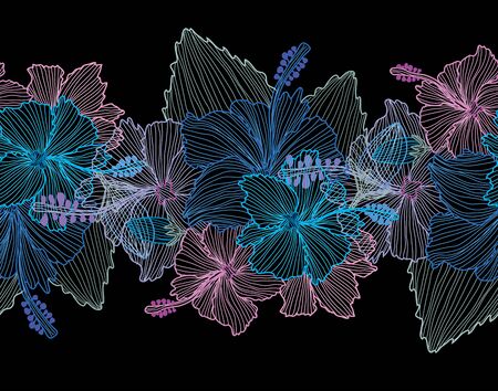 Elegant seamless pattern with hibiscus flowers, design elements. Floral  pattern for invitations, cards, print, gift wrap, manufacturing, textile, fabric, wallpapersのイラスト素材