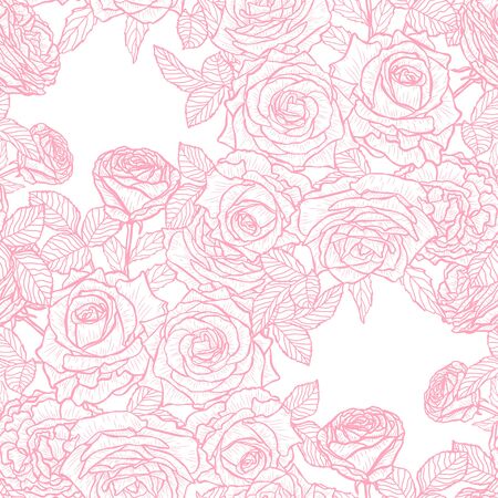 Elegant seamless pattern with rose flowers, design elements. Floral  pattern for invitations, cards, print, gift wrap, manufacturing, textile, fabric, wallpapersのイラスト素材