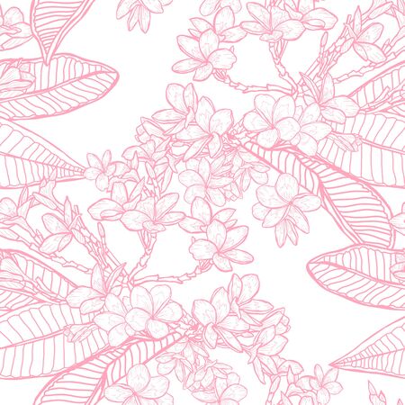 Elegant seamless pattern with plumeria flowers, design elements. Floral  pattern for invitations, cards, print, gift wrap, manufacturing, textile, fabric, wallpapersのイラスト素材