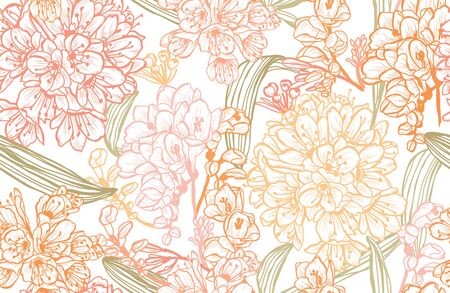 Elegant seamless pattern with flowers, design elements. Floral  pattern for invitations, cards, print, gift wrap, manufacturing, textile, fabric, wallpapersのイラスト素材