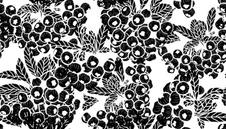 Elegant seamless pattern with rowan berries, design elements. Fruit  pattern for invitations, cards, print, gift wrap, manufacturing, textile, fabric, wallpapersのイラスト素材