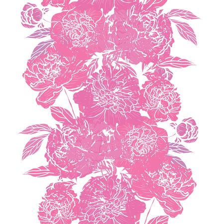 Elegant seamless pattern with peony flowers, design elements. Floral  pattern for invitations, cards, print, gift wrap, manufacturing, textile, fabric, wallpapersのイラスト素材