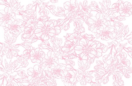 Elegant seamless pattern with sakura flowers, design elements. Floral  pattern for invitations, cards, print, gift wrap, manufacturing, textile, fabric, wallpapersのイラスト素材