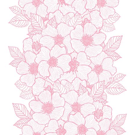 Elegant seamless pattern with dogrose flowers, design elements. Floral  pattern for invitations, cards, print, gift wrap, manufacturing, textile, fabric, wallpapersのイラスト素材