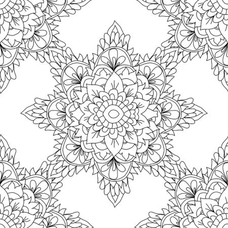 Elegant seamless pattern with hand drawn mandalas, design elements. Mandala pattern for invitations, greeting cards, scrapbooking, print, gift wrap, manufacturingのイラスト素材