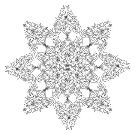 Decorative hand drawn mandala, design element. Can be used for cards, invitations, banners, posters, print design. Mandala backgroundのイラスト素材