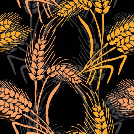 Elegant seamless pattern with wheat plants, design elements. Floral  pattern for invitations, cards, print, gift wrap, manufacturing, textile, fabric, wallpapersのイラスト素材