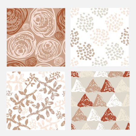Abstract seamless pattern with hand drawn decorations