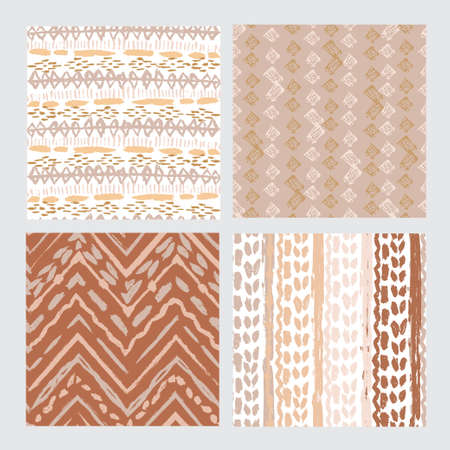 Abstract seamless patterns set with  decorationsのイラスト素材