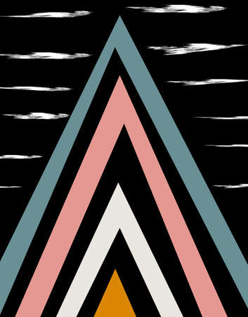Abstract pyramide, design element.  Mid century modern minimalist art. Can be used for wall art, prints, posters, wallpapers, fabric, wrap paper, stationery, rsvp cards, web bakgroundsのイラスト素材