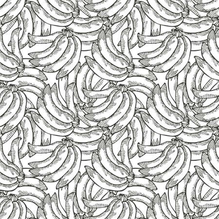 Elegant seamless pattern with banana fruits, design elements. Fruit  pattern for invitations, cards, print, gift wrap, manufacturing, textile, fabric, wallpapers. Food, kitchen, vegetarian themeのイラスト素材