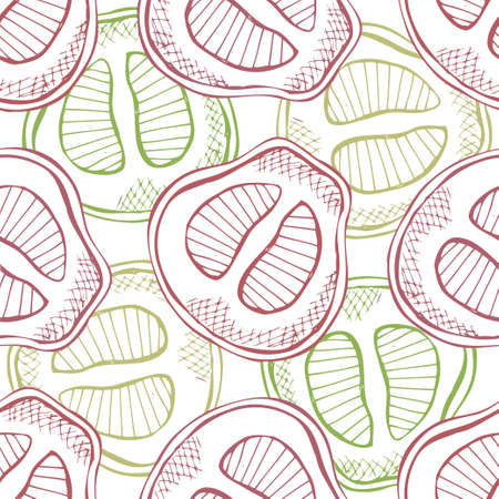 Elegant seamless pattern with pomelo fruits, design elements. Fruit  pattern for invitations, cards, print, gift wrap, manufacturing, textile, fabric, wallpapers. Food, kitchen, vegetarian themeのイラスト素材