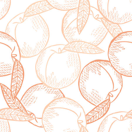Elegant seamless pattern with peach fruits, design elements. Fruit  pattern for invitations, cards,...