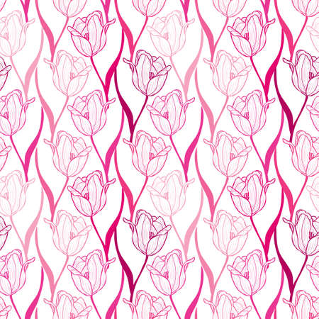 Elegant seamless pattern with tulip flowers, design elements. Floral  pattern for invitations, cards, print, gift wrap, manufacturing, textile, fabric, wallpapersのイラスト素材