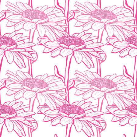 Elegant seamless pattern with chamomile flowers, design elements. Floral  pattern for invitations, cards, print, gift wrap, manufacturing, textile, fabric, wallpapersのイラスト素材