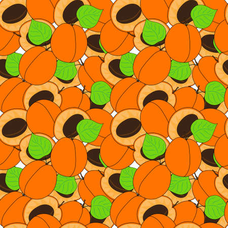Elegant seamless pattern with apricot fruits, design elements. Fruit  pattern for invitations,...