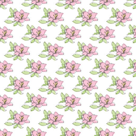 Elegant seamless pattern with lily flowers, design elements. Floral  pattern for invitations, cards, print, gift wrap, manufacturing, textile, fabric, wallpapers. Continuous line art styleのイラスト素材