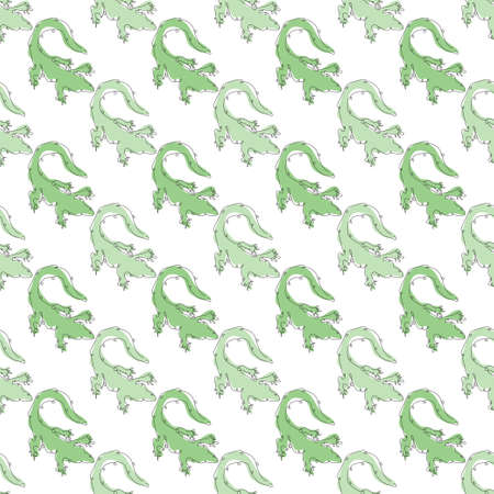 Elegant seamless pattern with crocodiles, design elements. Crocodile pattern. Continuous line art styleのイラスト素材