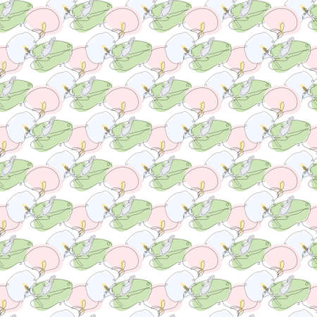 Elegant seamless pattern with calla flowers, design elements.  Continuous line art styleのイラスト素材