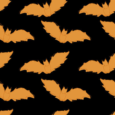 Elegant seamless pattern with bats, design elements. Halloween pattern for invitations, cards, print, gift wrap, manufacturing, textile, fabric, wallpapers. Continuous line art styleのイラスト素材
