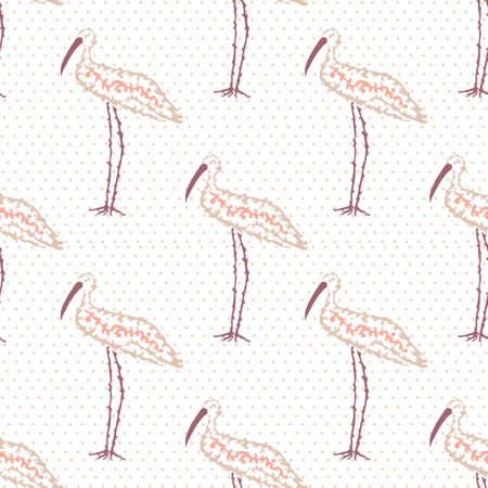 Elegant seamless pattern with crane birds, design elements. Bird pattern for invitations, cards, print, gift wrap, manufacturing, textile, fabric, wallpapersのイラスト素材