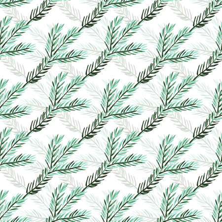 Elegant seamless pattern with fir tree branches, design elements. Winter pattern for invitations, cards, print, gift wrap, manufacturing, textile, fabric, wallpapersのイラスト素材
