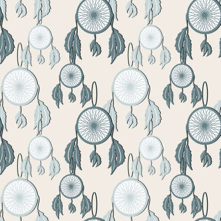 Elegant seamless pattern with lucky dreamcatcher symbols, design elements. Lucky pattern for invitations, cards, print, gift wrap, manufacturing, textile, fabric, wallpapersのイラスト素材