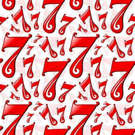 Elegant seamless pattern with lucky number seven symbols, design elements. Lucky pattern for invitations, cards, print, gift wrap, manufacturing, textile, fabric, wallpapersのイラスト素材