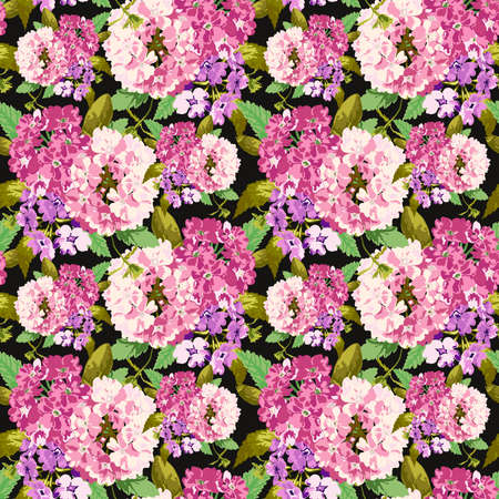 Elegant seamless pattern with verbena flowers, design elements. Floral  pattern for invitations, cards, print, gift wrap, manufacturing, textile, fabric, wallpapersのイラスト素材