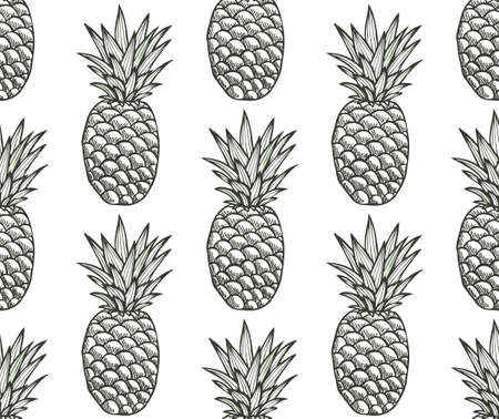 Elegant seamless pattern with pineapples, design elements. Fruit  pattern for invitations, cards, print, gift wrap, manufacturing, textile, fabric, wallpapers. Food, kitchen, vegetarian themeのイラスト素材