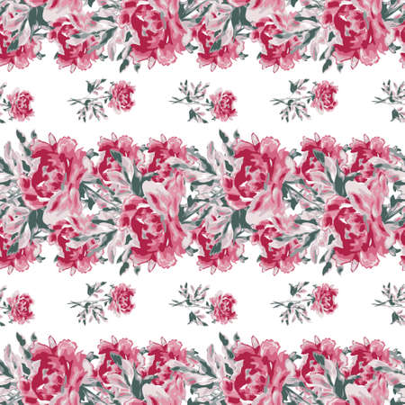 Elegant seamless pattern with peony flowers, design elements. Floral  pattern for invitations, cards, print, gift wrap, manufacturing, textile, fabric, wallpapersのイラスト素材