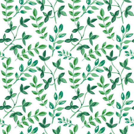 Elegant seamless pattern with green leaves, design elements. Leaf pattern for invitations, cards, print, gift wrap, manufacturing, textile, fabric, wallpapersのイラスト素材