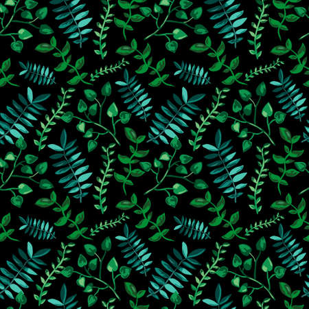 Elegant seamless pattern with green leaves, design elements. Leaf pattern for invitations, cards, print, gift wrap, manufacturing, textile, fabric, wallpapersのイラスト素材
