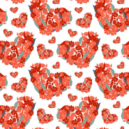 Elegant seamless pattern with floral hearts, design elements. Floral  pattern for invitations, cards, print, gift wrap, manufacturing, textile, fabric, wallpapersのイラスト素材