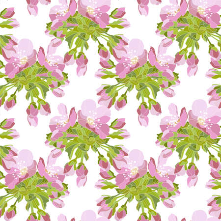 Elegant seamless pattern with pink sakura flowers, design elements. Floral  pattern for invitations, cards, print, gift wrap, manufacturing, textile, fabric, wallpapersのイラスト素材