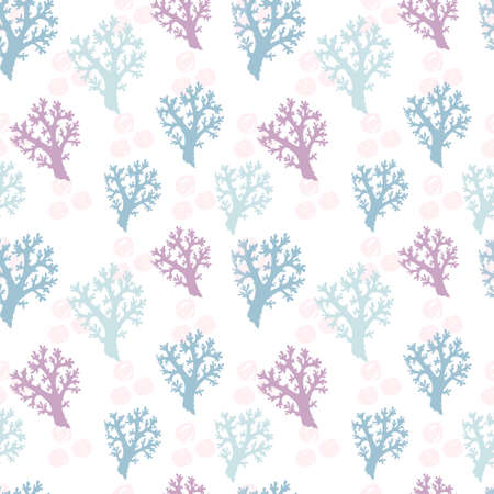 Elegant seamless pattern with corals, design elements. Marine pattern for invitations, cards, print, gift wrap, manufacturing, textile, fabric, wallpapersのイラスト素材