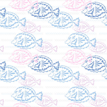 Elegant seamless pattern with fishes, design elements. Marine pattern for invitations, cards, print, gift wrap, manufacturing, textile, fabric, wallpapersのイラスト素材