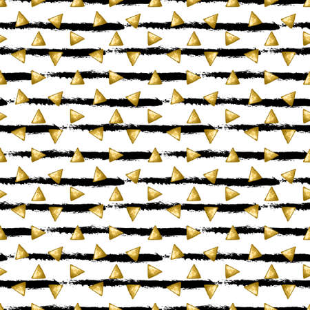 Elegant golden pattern with hand drawn decorative triangles , design elements. Gold pattern for...