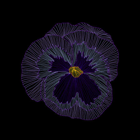 Decorative pansy flower, design element. Can be used for cards, invitations, banners, posters, print design. Floral background in line art styleのイラスト素材